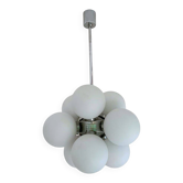 Chandelier Sputnik de l'ère spatiale avec 8 globes en verre des années 1960