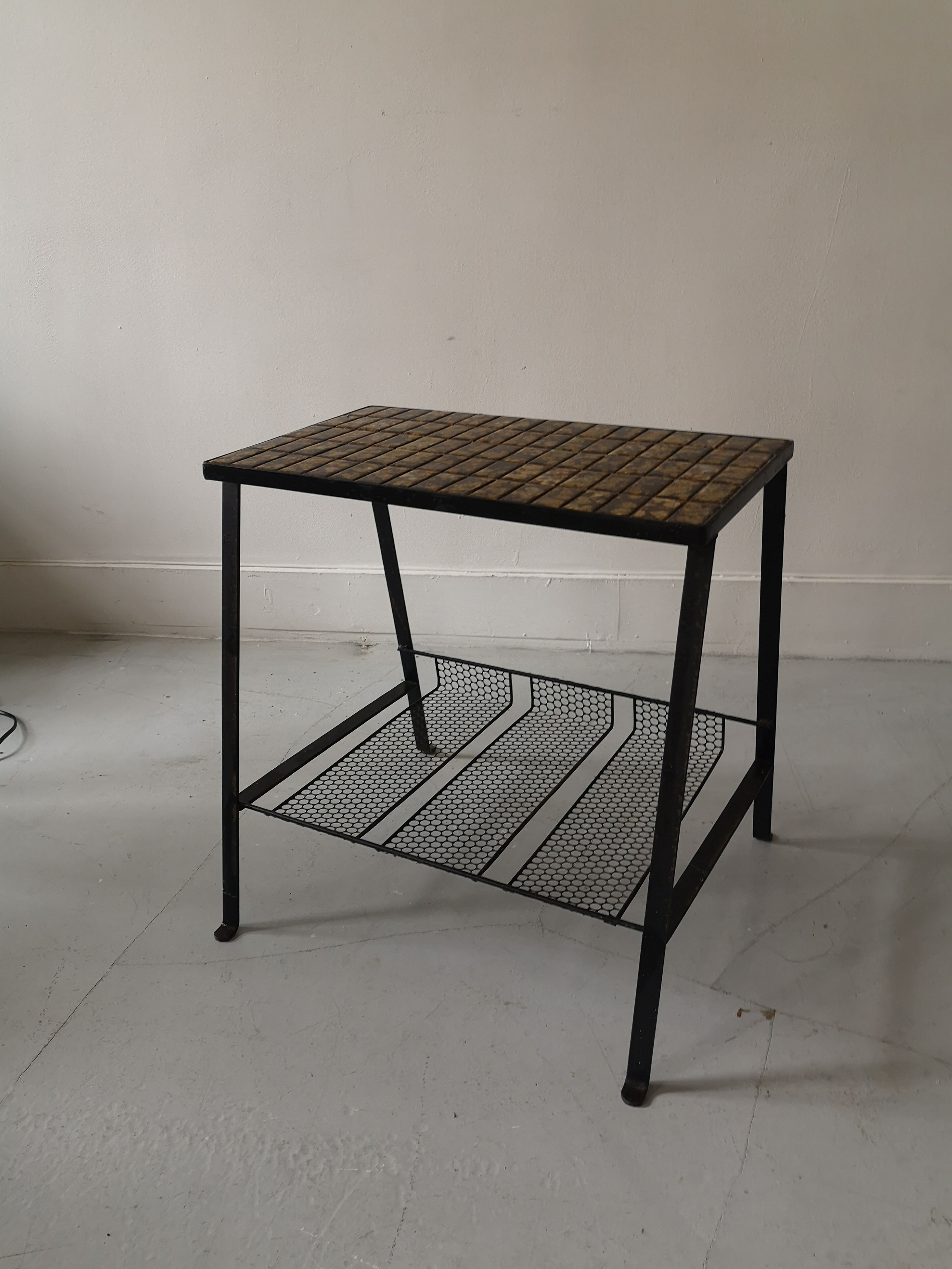 selette side table in ceramic and metal, 1950
