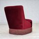 1960s, Danish armchair, original red furniture velour, beech wood legs.