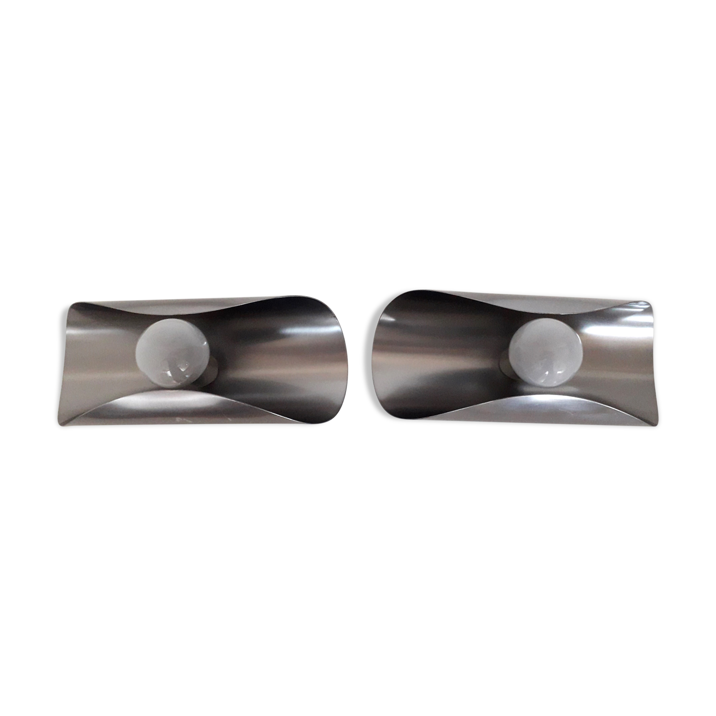 Space age wall sconces - brushed stainless steel - italian design - 1970