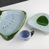 Rare Art Nouveau ceramic 3-piece asparagus set by Julius Dessler, Austria