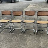Set of Four Vintage Italian Tubular Chairs Bauhaus Style Marcel Breuer Circa 1970