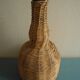 old amber glass bottle VB wicker vintage deco glass bottle wicker