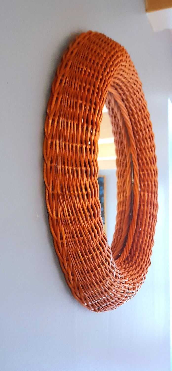 rattan mirror 60s 47cm