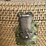 Chinese wicker and brass basket