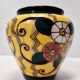 Futurist Yellow Glazed Earthenware Vase with Floral Motifs, Italy