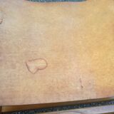 Armchair in solid elm and leather Maison Regain 1970