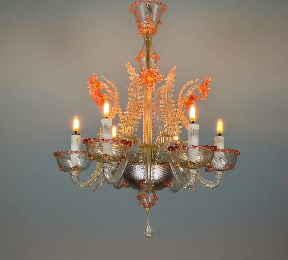 Lustre vénitien en verre de Murano, vers 1940