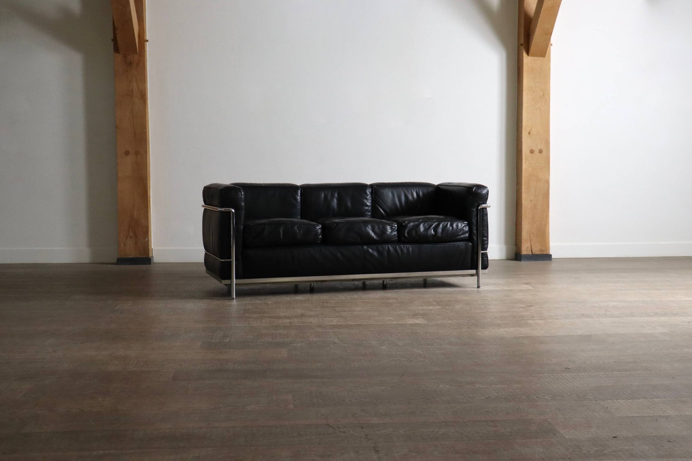 Cassina LC2 Three Seater Sofa By Charlotte Perriand, Le Corbusier, 1960s