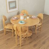 80s Dining Table with thick wooden base