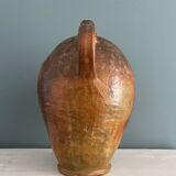 Large 19th century oil bottle in glazed earthenware