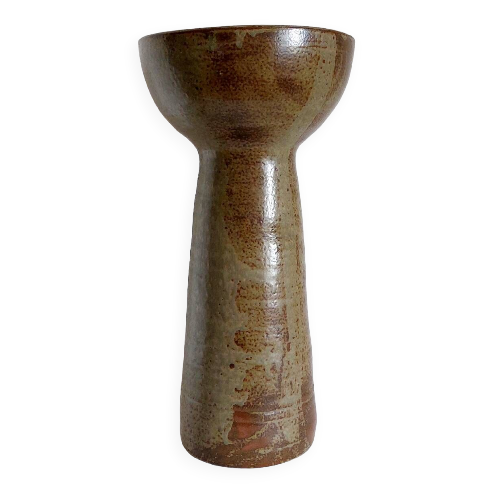 Large vintage enameled stoneware vase