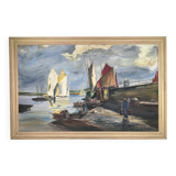 Seascape "Return from fishing" Morbihan - M Robert - oil on panel