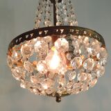 Antique crystal chandelier with 2 wall sconces – Vintage milk pendant