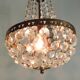 Lustre ancien en cristal avec 2 appliques murales – Suspension vintage lait