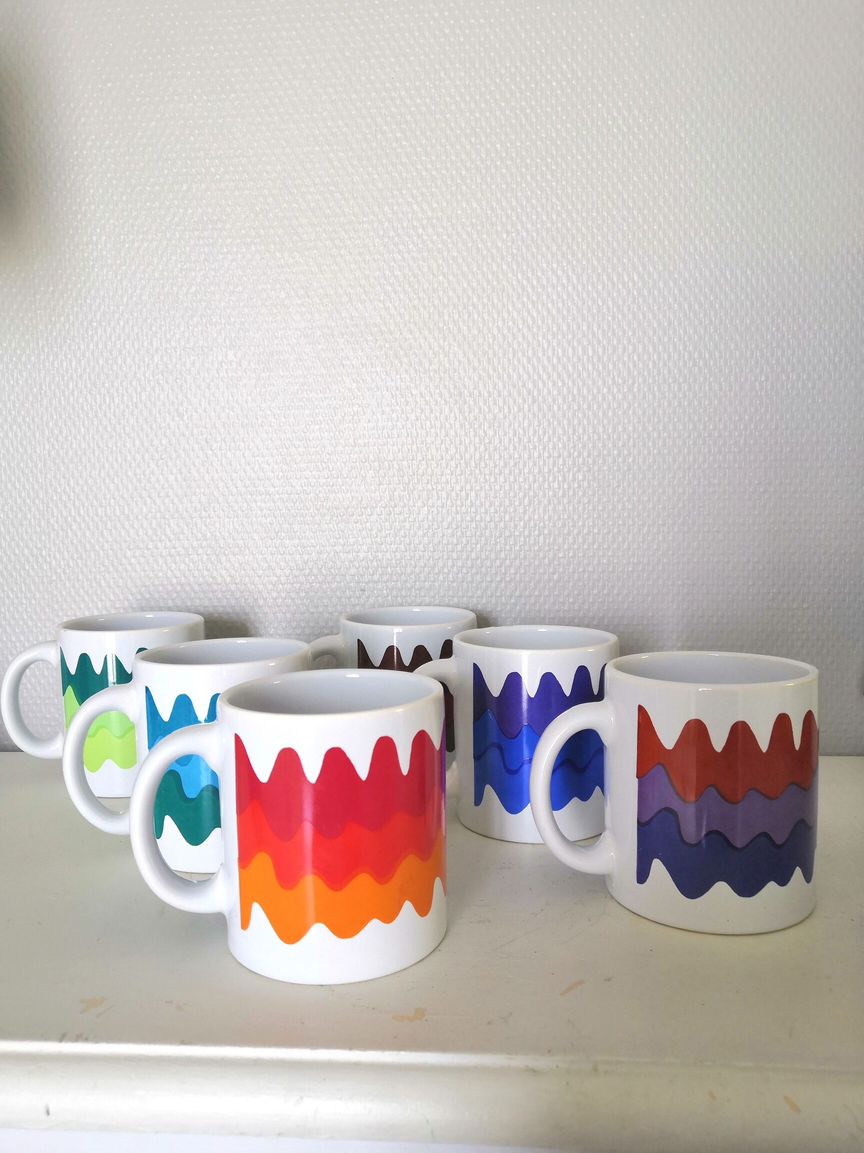 Series of 6 mugs design waecht ersbach 70s