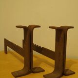 Pair of chenets modernist design 1960