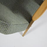 Vintage original armchair model 366, J.Chierowski, Poland, 1960s, green fabric