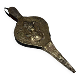 Louis XVI Style Chimney Bellows in Repoussé Brass with Female Effigy
