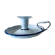 Antique candle holder in white and blue enamelled metal