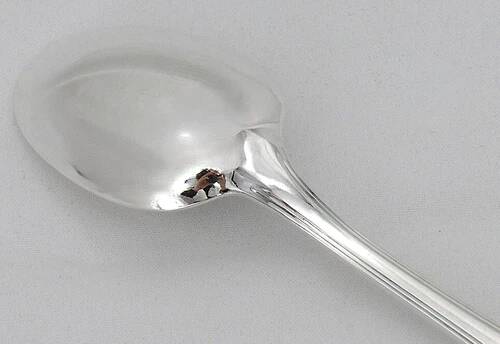 Set of 12 silver-plated metal table spoons Christofle Amérique, Art Deco, 20.5 cm.