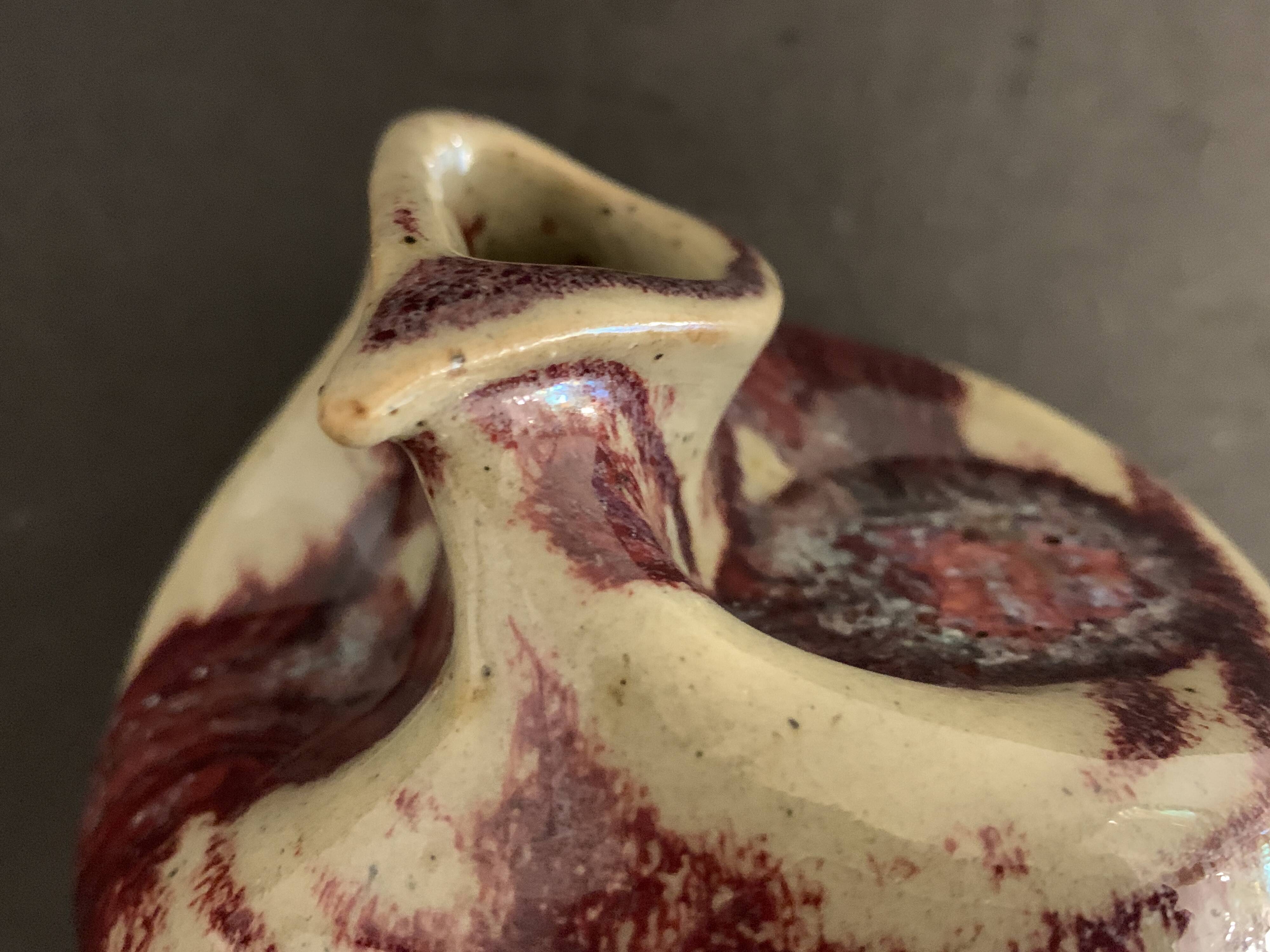 Vase soliflore français Lucette Pillet en grès rouge sang de boeuf, 1980