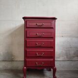 Vintage chiffonier restyled Bordeaux red