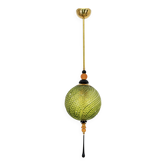 Blown Murano Glass and Brass Pendant Lamp