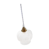 Lampe baladeuse suspension vintage verre texturé transparent, 1960