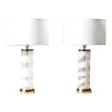 Pair of glass lamps by Bergboms Sweden 1970s
