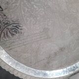 Silver-plated metal serving tray with chiseled finish #PLMR