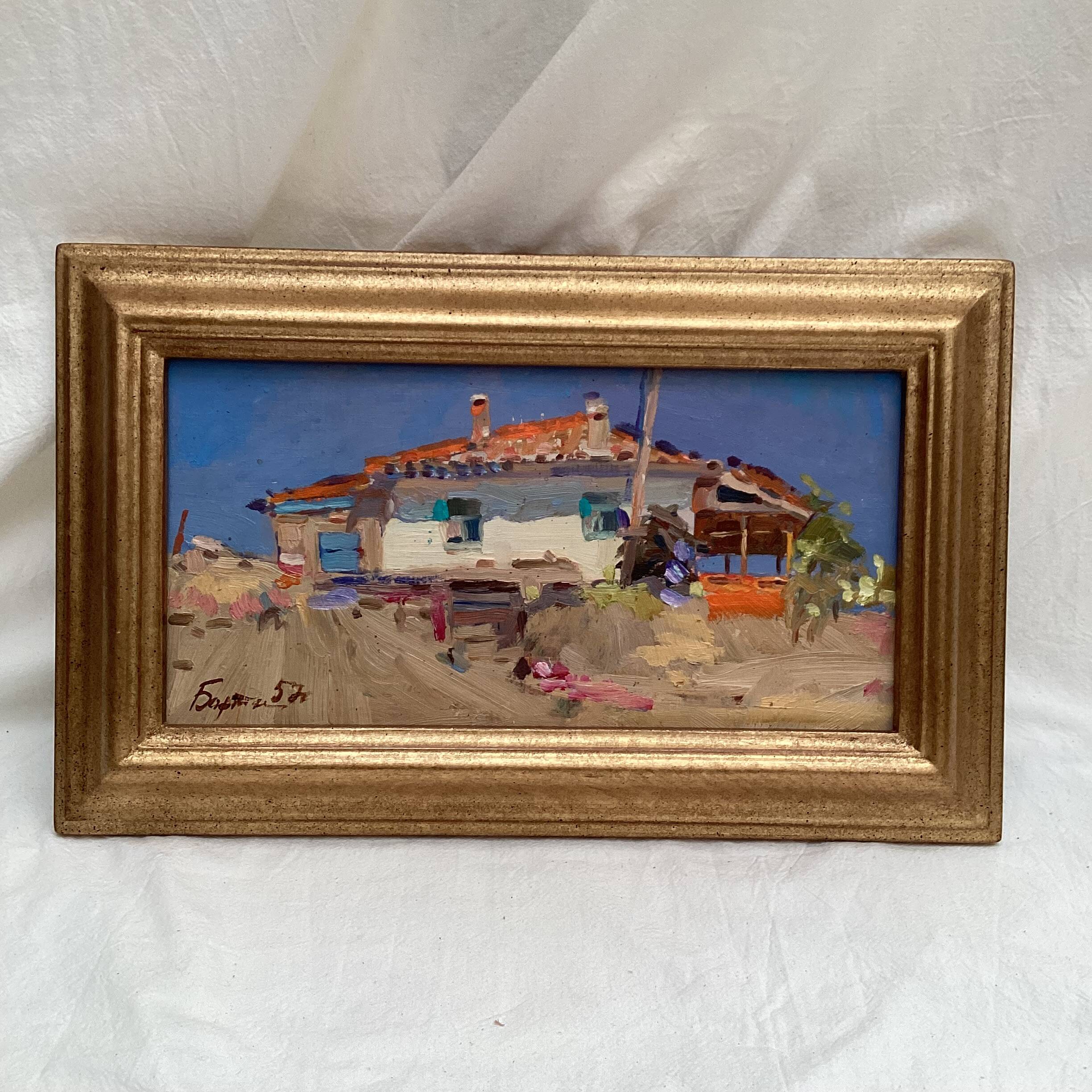 Oil painting on cardboard, dimensions: height -26 cm - width -42 cm -