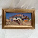 Tableau Huile sur carton singée dimension : hauteur -26 cm- largeur -42cm-