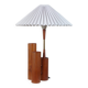 Vintage 50s wooden table lamp with pleated shade.