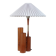 Vintage 50s wooden table lamp with pleated shade.