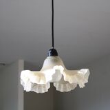 Beige glass pendant light with ruffles