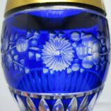 White blue, chiseled, cut overlay crystal vase Saint Louis