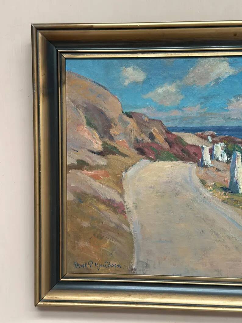 Original Swedish Oil on Canvas – “The Way” by Aksel G Knůdsen – Signed, Vintage & Framed – 52 x 45 cm (24" x 20")