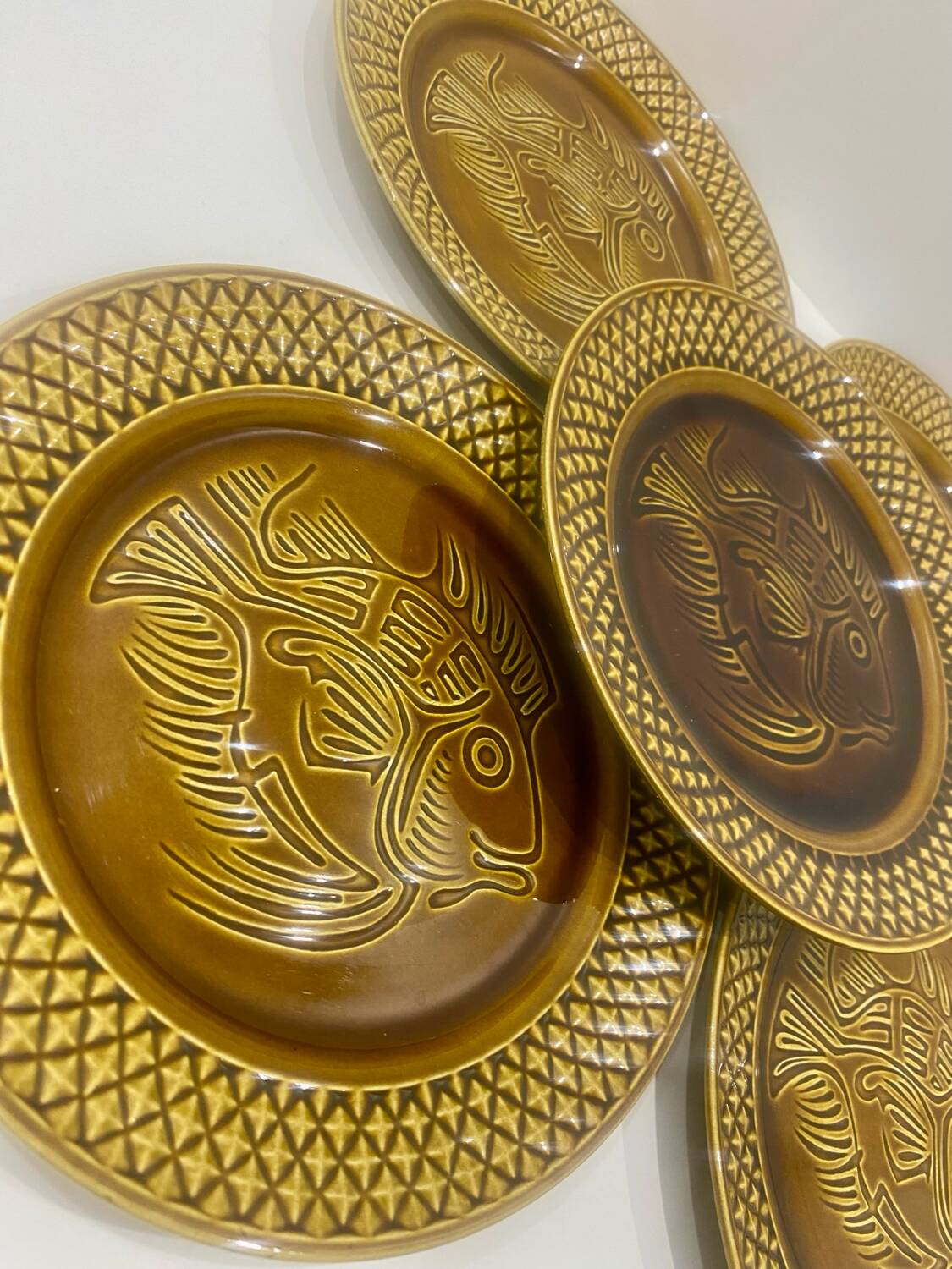 10 fish plates Digoin Sarreguemines