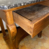 Walnut console and marble restoration tray