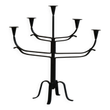 Brutalist Scandinavian candlestick in wrought iron and metal from the mid-20th century.