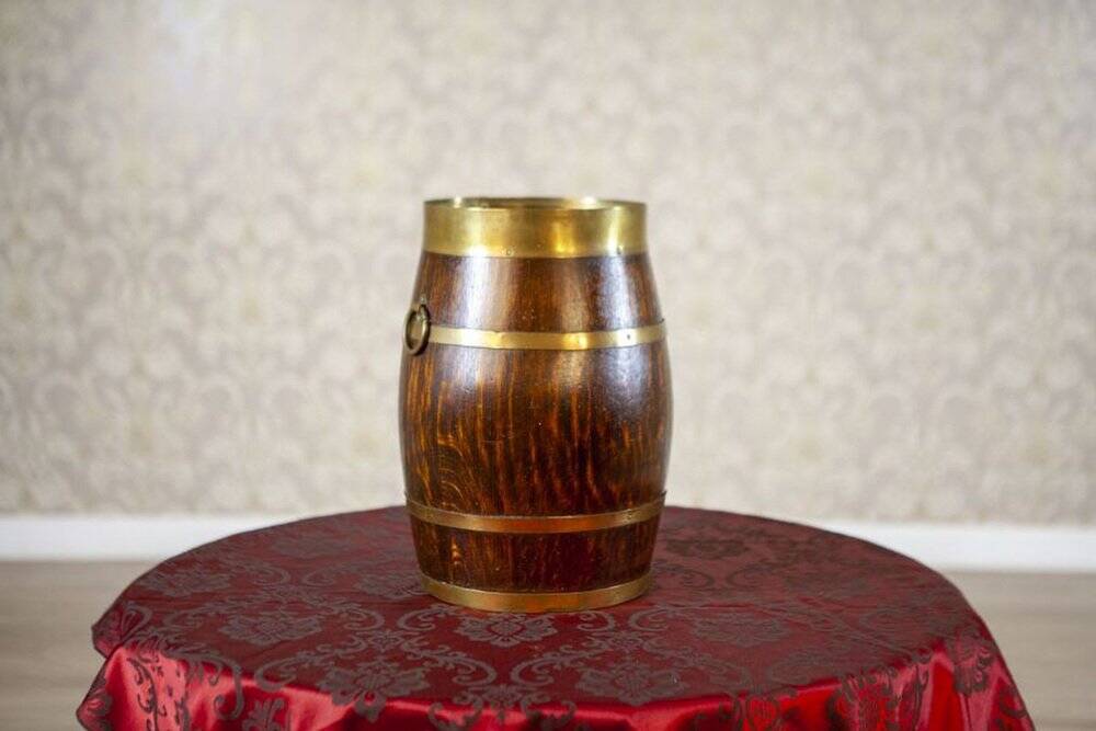 Barrel-Like Oak Umbrella Stand, Early 20th Century