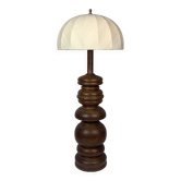 Grande lampe de table danoise brutaliste en cuivre avec abat-jour champignon