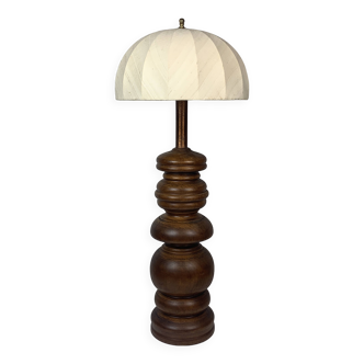 Grande lampe de table danoise brutaliste en cuivre avec abat-jour champignon
