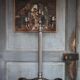 Chandelier with 5 lights, large candelabrum, candle holder, interior decoration.
