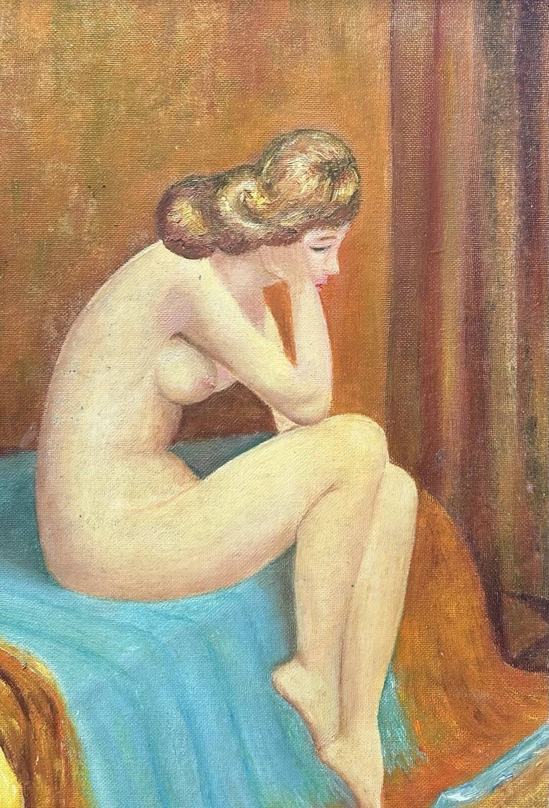 Vintage Female Nude Portrait Painting