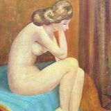 Vintage Female Nude Portrait Painting