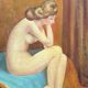 Peinture de portrait nu féminin vintage