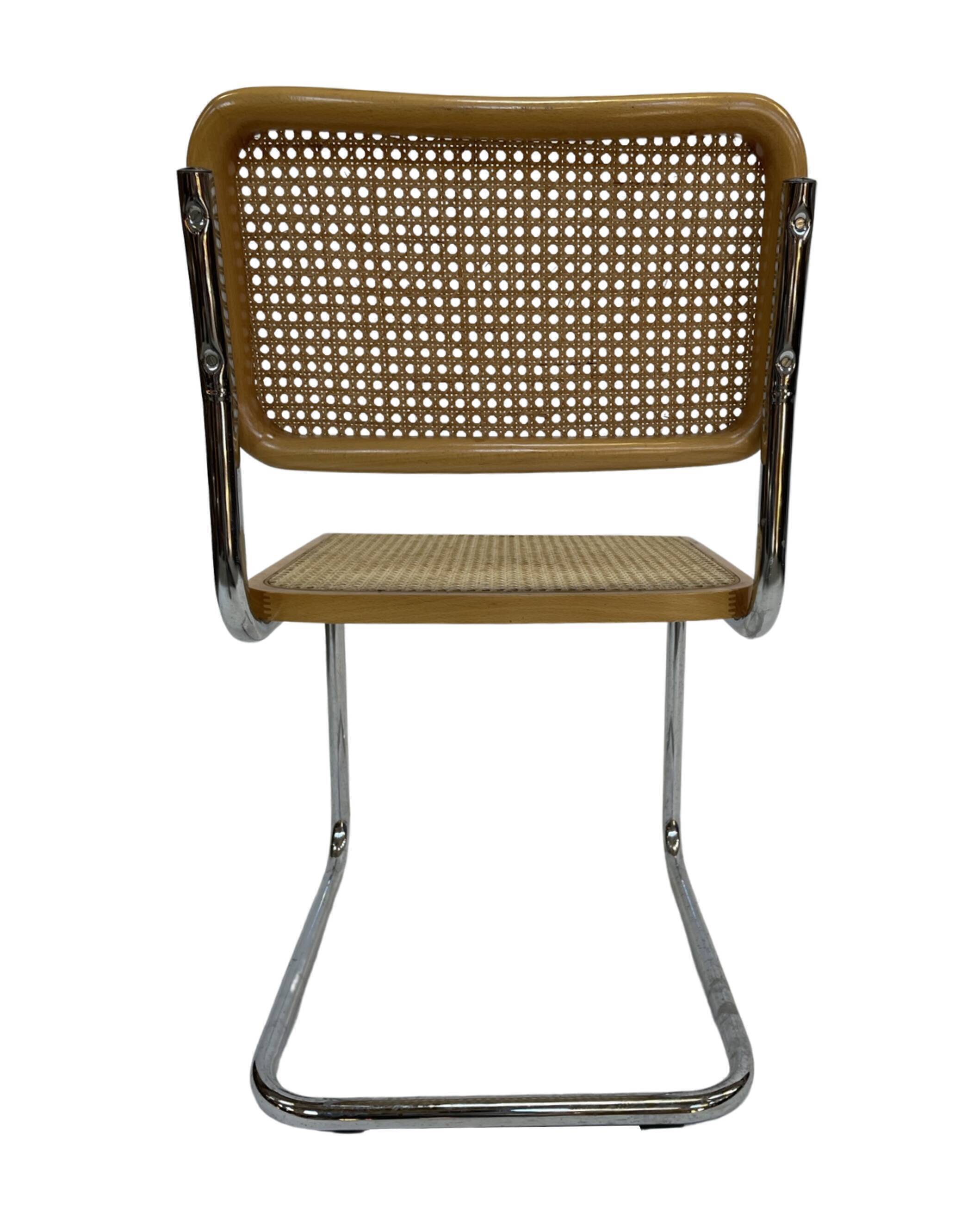 Set of 4 Cesca chairs model b32 in chrome made in italy by Marcel Breuer