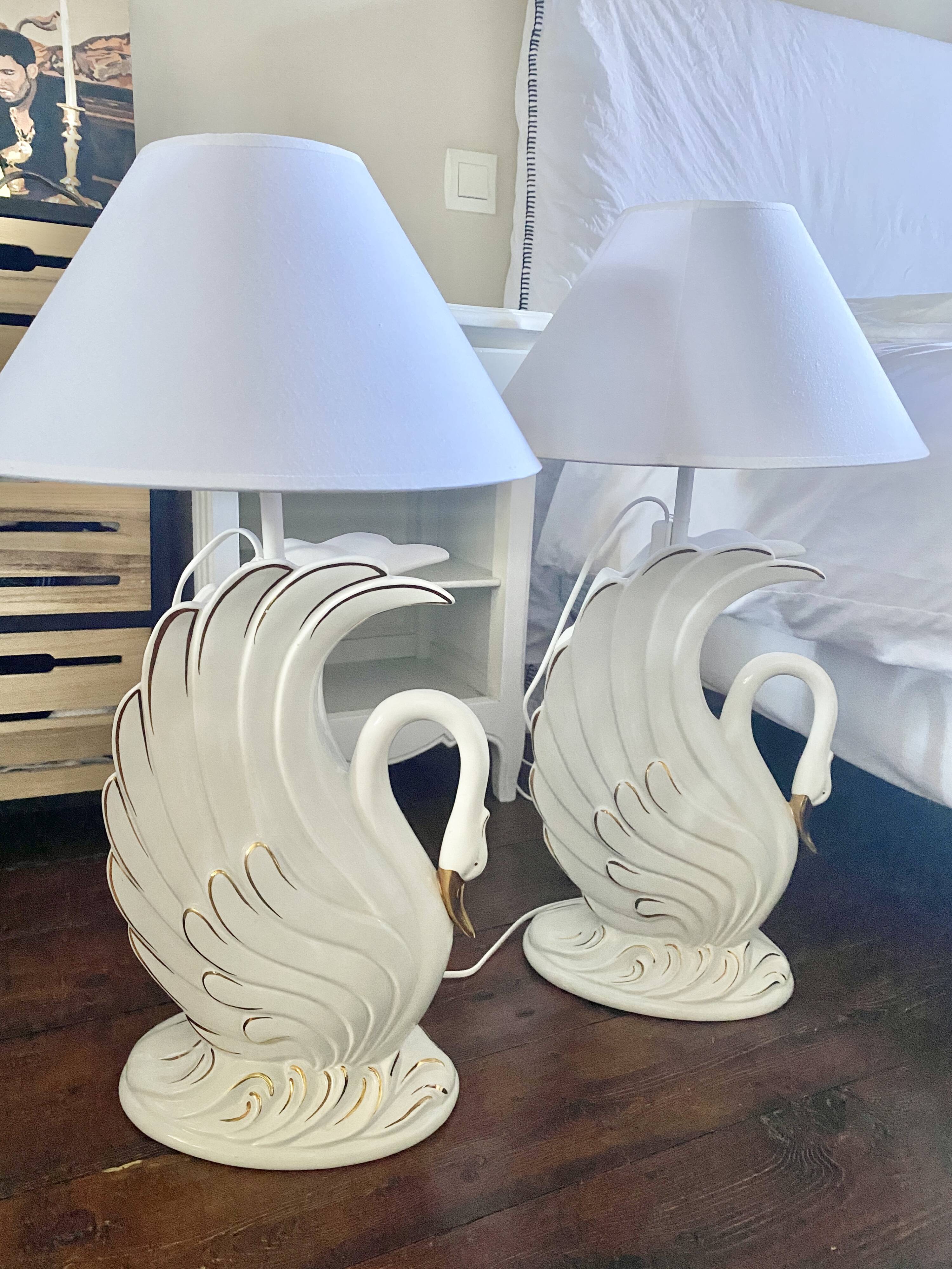 Lot de 2 lampes cygnes Bassano Italy